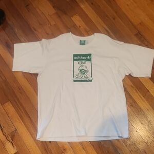 Adidas White and Green Kermit Tee